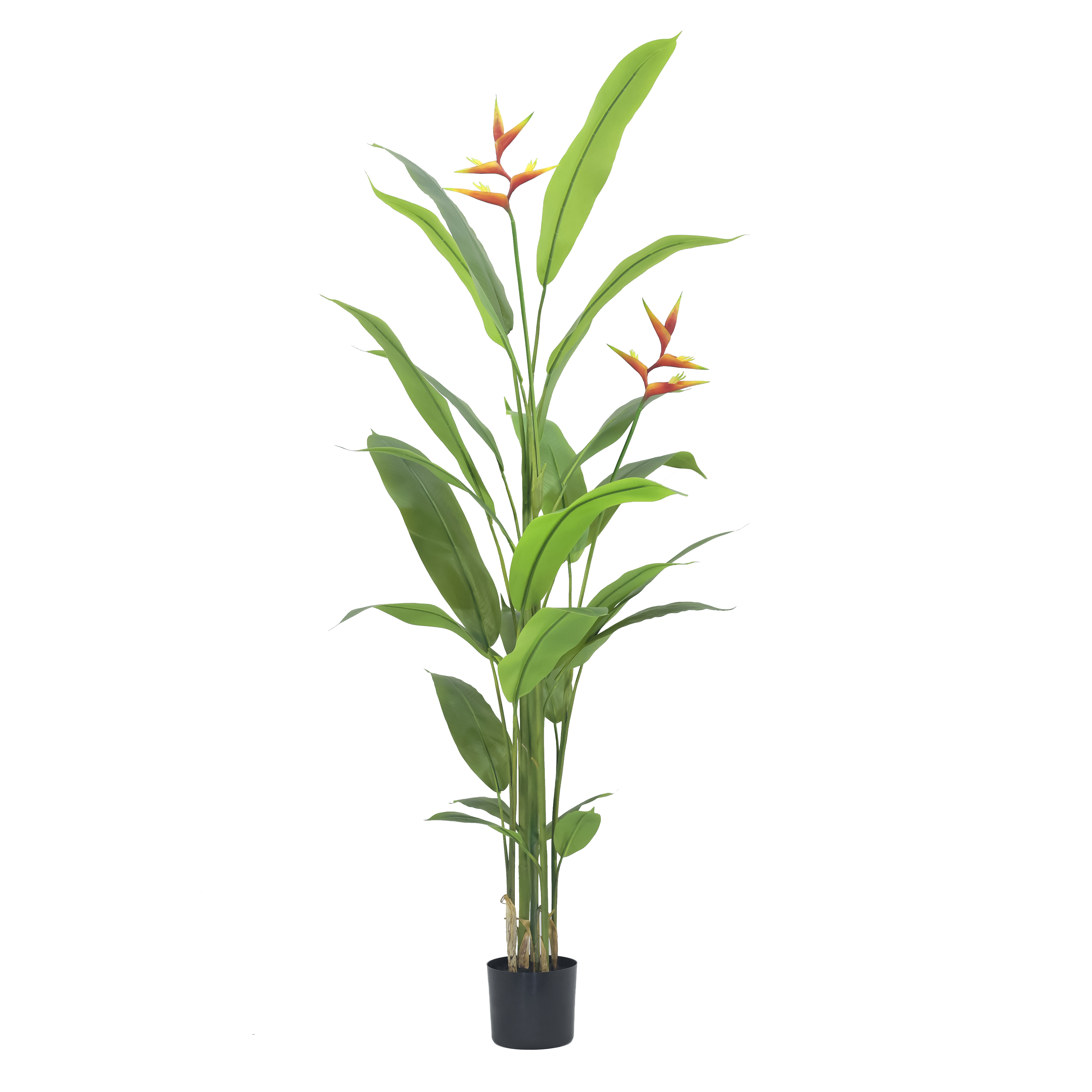 Künstliche Strelitzie Kunstpflanze Grün mit Blüte Paradiesvogelblume