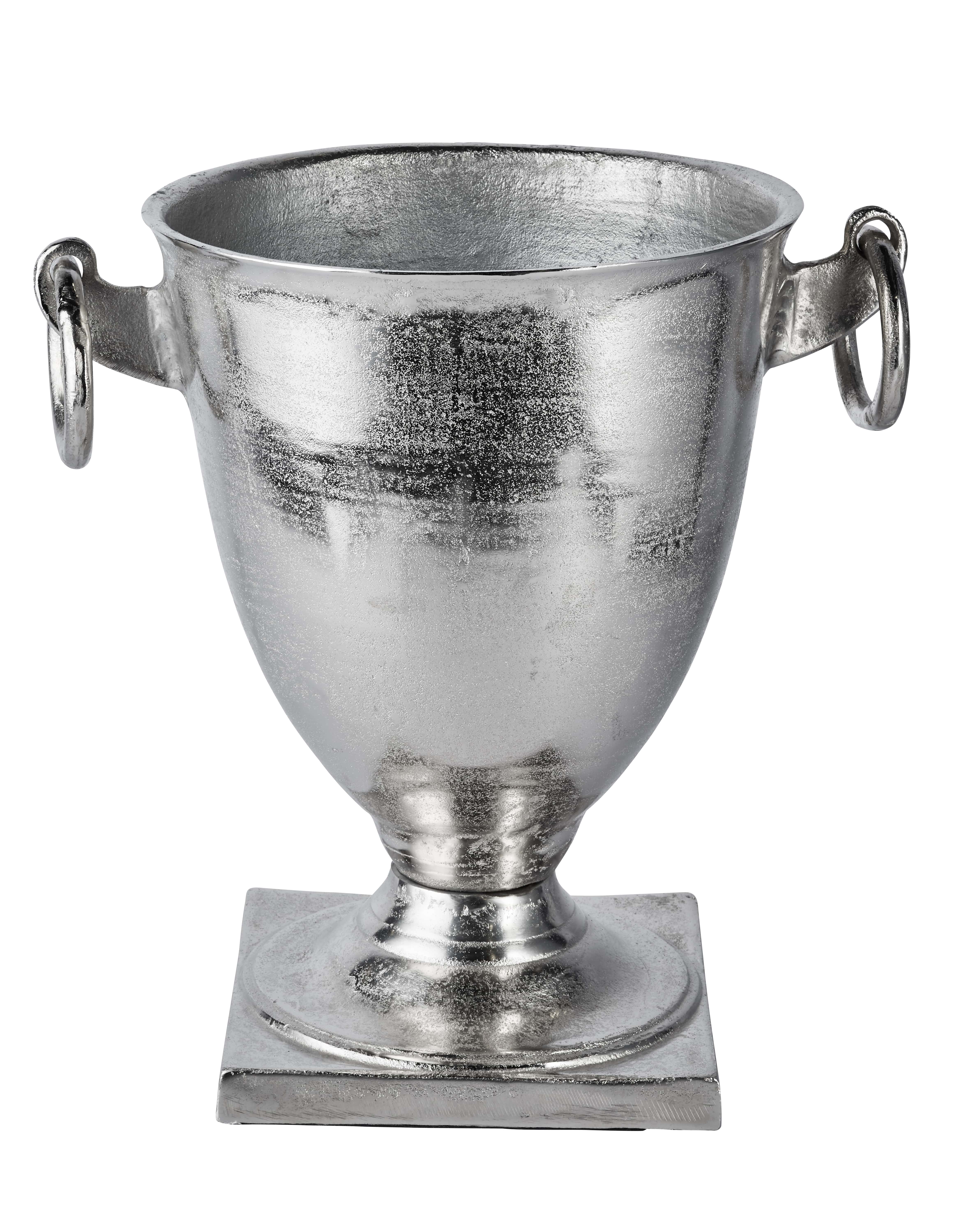 Deko Pokal aus Metall in Silber