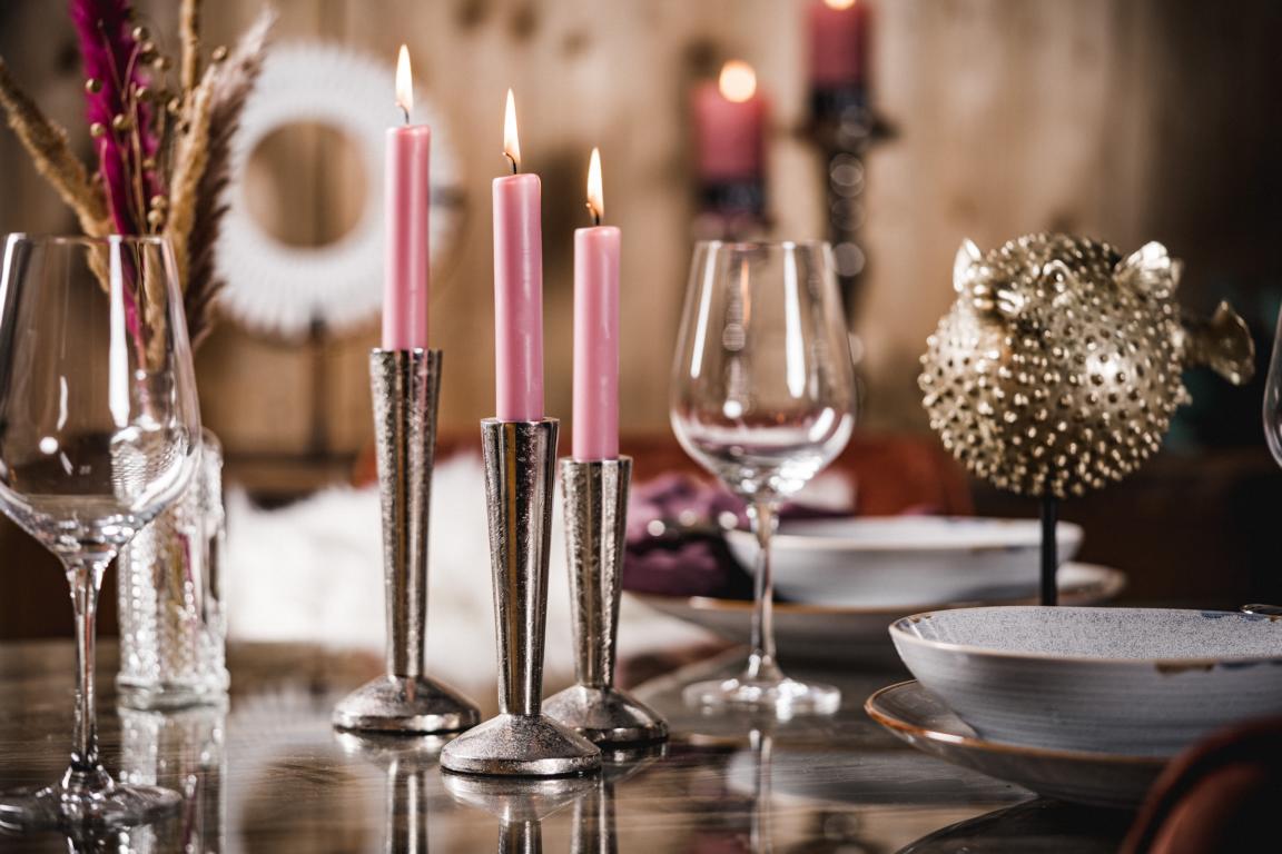 Kerzenständer Silber 2er Set aus Aluminium