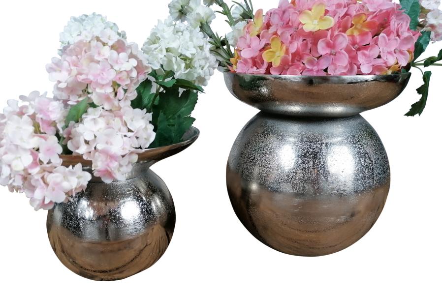 Vase 2er Set Silber 19 / 21 cm