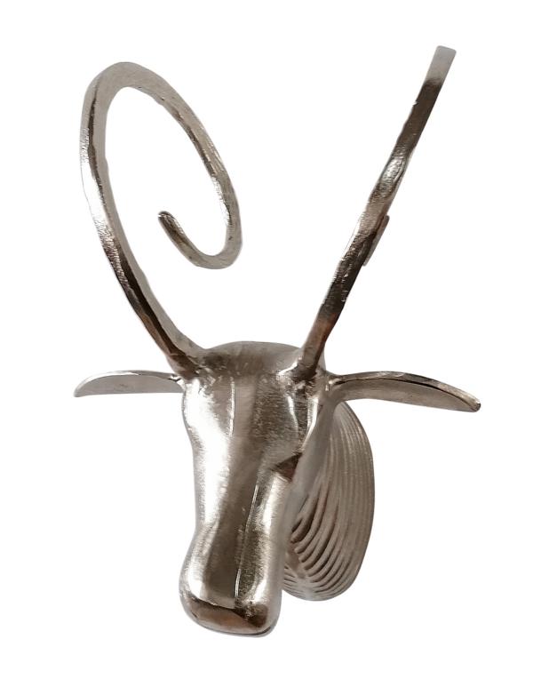 Wanddeko-Dekokopf-Silber-Aluminium-MN-WD-3024-2_1 Wanddekoration Mufflon Tierkopf 48 cm