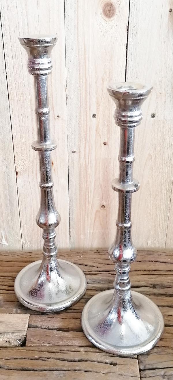 Kerzenständer 2er Set Silber Stabkerze