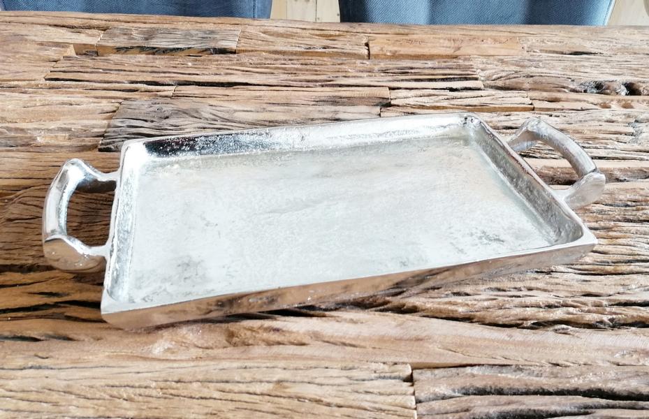 Tablett-Silber-Aluminium-Esstisch-MN-DE-5078-1 Tablett Silber 42 cm