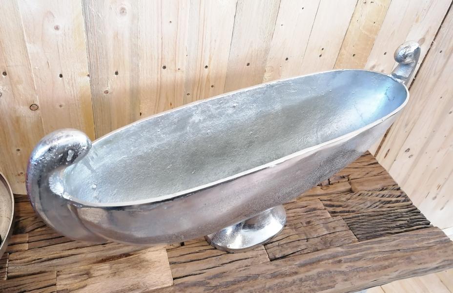 Schale XXL Aluminium Silber Oval 81 cm