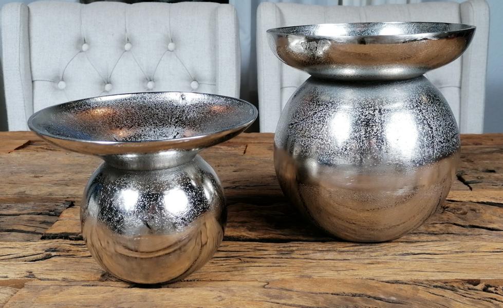 Vase 2er Set Silber 19 / 21 cm