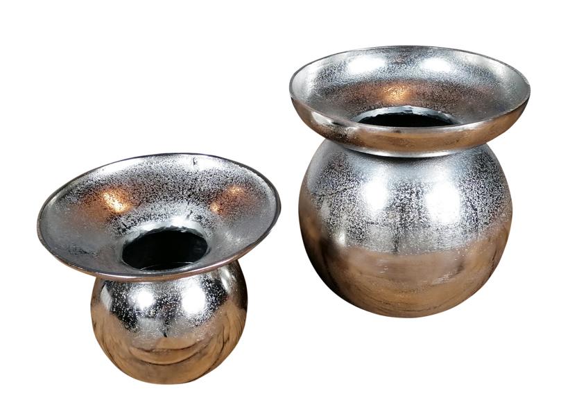 Vase 2er Set Silber 19 / 21 cm