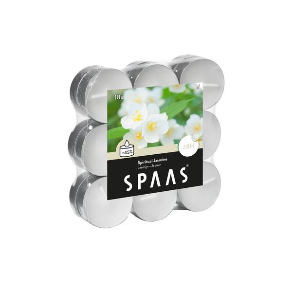 K800_Spaas_5411708180850_0338109-577_ProductPhoto_HRes_ListSearch_2 Teelichter Duft Jasmin 18 Stück