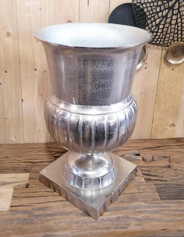 Vase Aluminium Silber Bodenvase H 46 cm