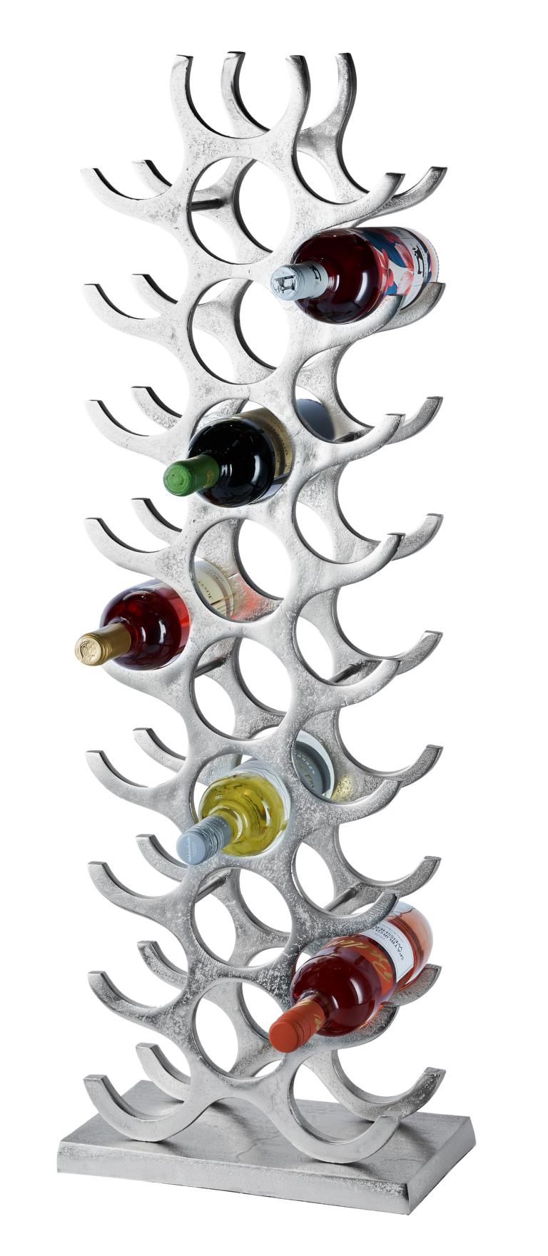 Weinregal-raw-gross-04 Weinregal Flaschenregal Silber aus Metall Groß 27 Flaschen