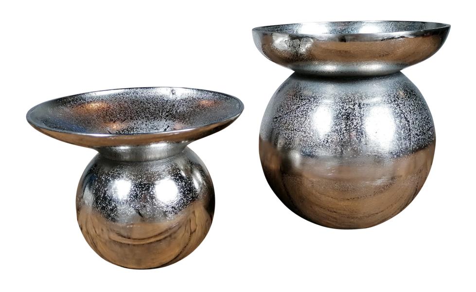 Vase 2er Set Silber 19 / 21 cm