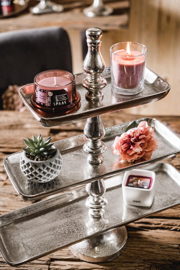 Etagere Silber aus Aluminium (Metall) Etagere 3-stöckig rechteckig Silber Aluminium