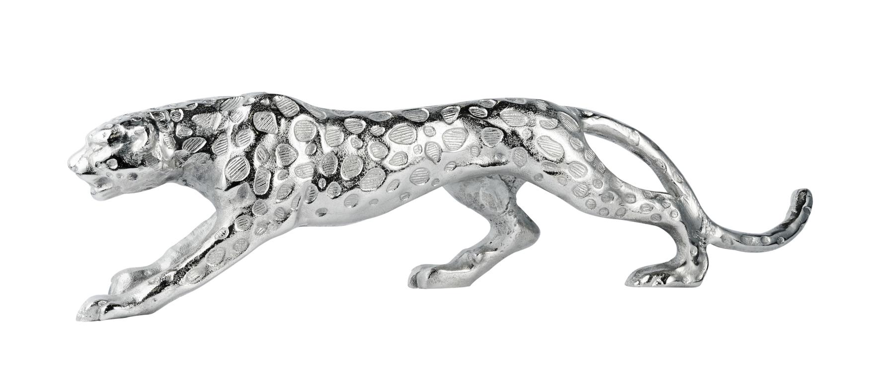 Leopard Deko Figur Silber aus Metall