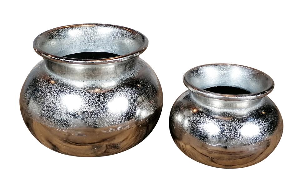 Vase 2er Set Silber 16 / 22 cm