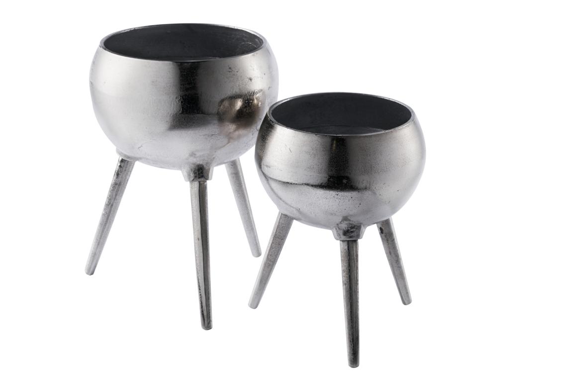 Vase_03_2er_1 Pflanztopf Dreibein Silber Aluminium