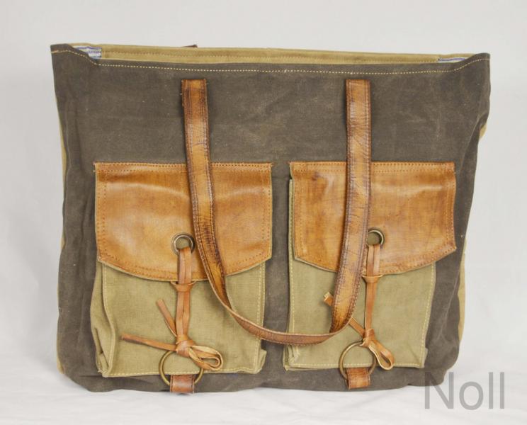 Handtasche Canvas mit Lederapplikationen 2 Außentaschen