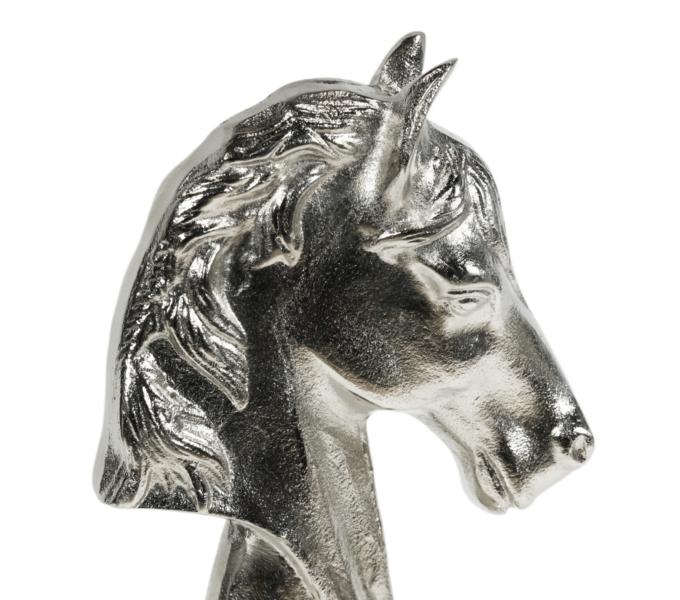 Schachfigur XXL Deko Springer Pferd aus Aluminium in Silber