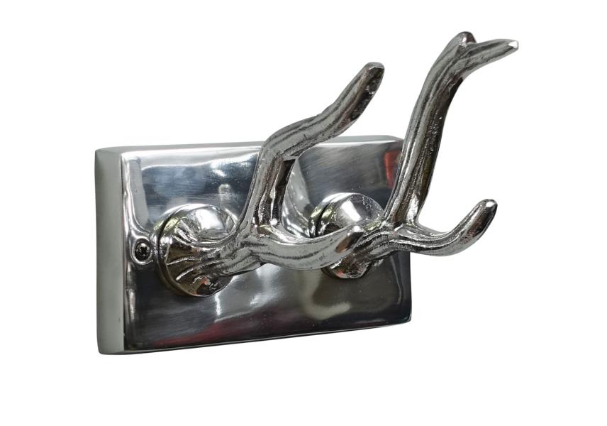 Garderobe "Geweih" Aluminium Silber 2 Haken