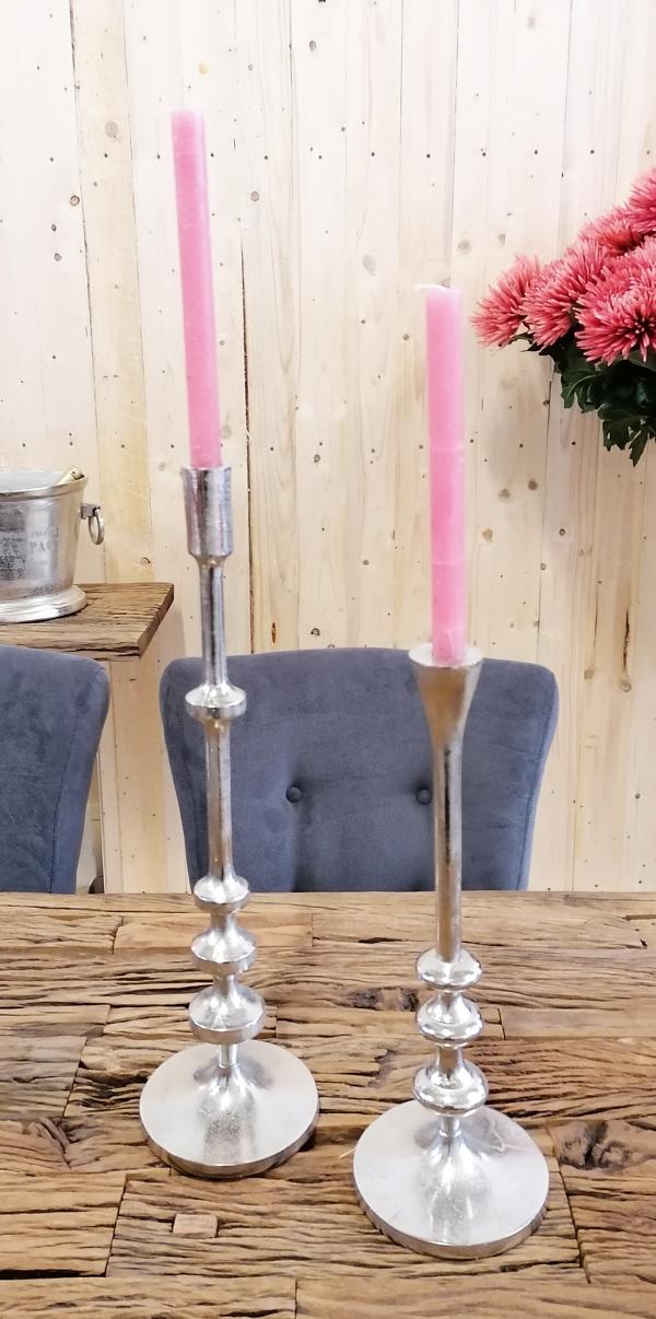 Kerzenständer Stabkerze Silber 2er Set