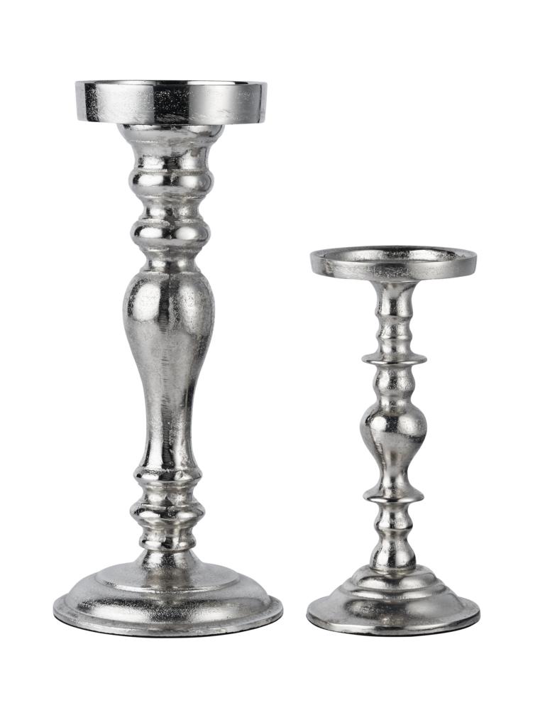 Kerzenständer Silber 2er Set aus Metall