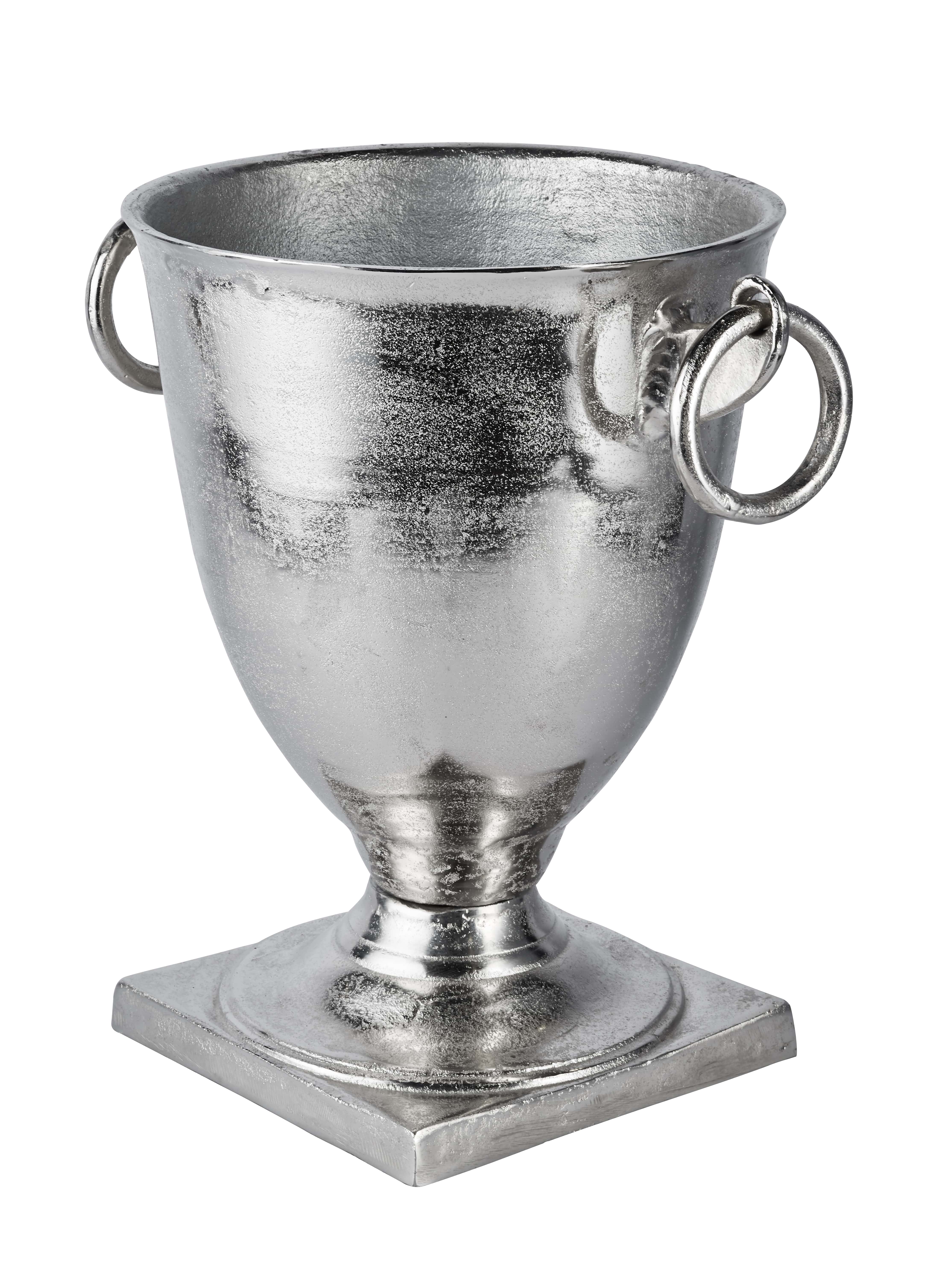 Deko Pokal aus Metall in Silber