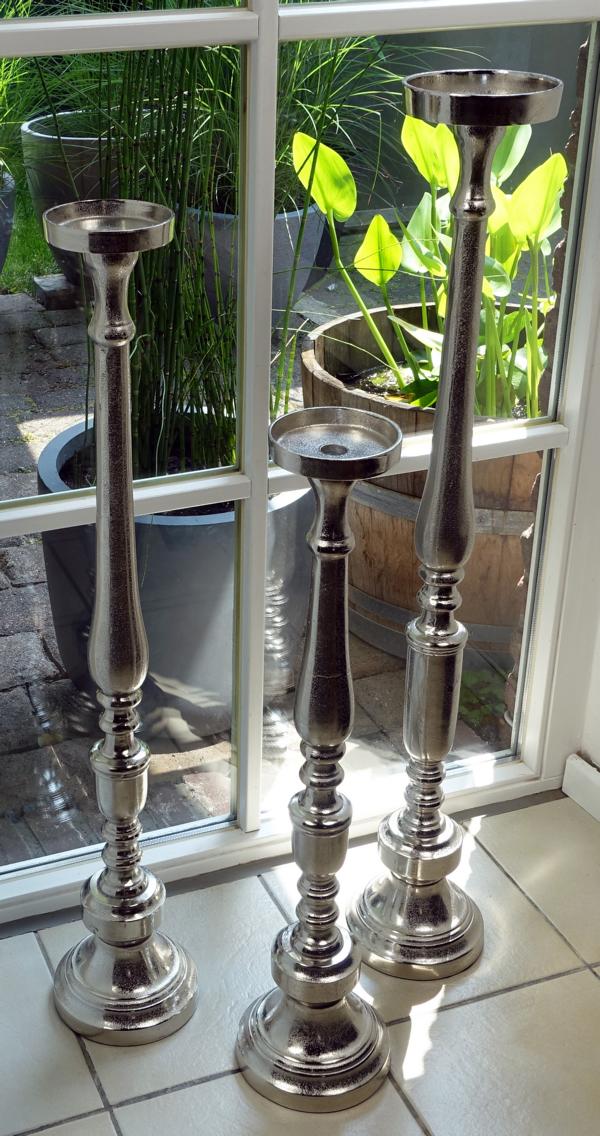 Kerzenständer Bodenkerzenständer Bodenleuchter Groß Silber aus Metall Kerzenständer Bodenkerzenständer Bodenleuchter Groß Silber aus Metall
