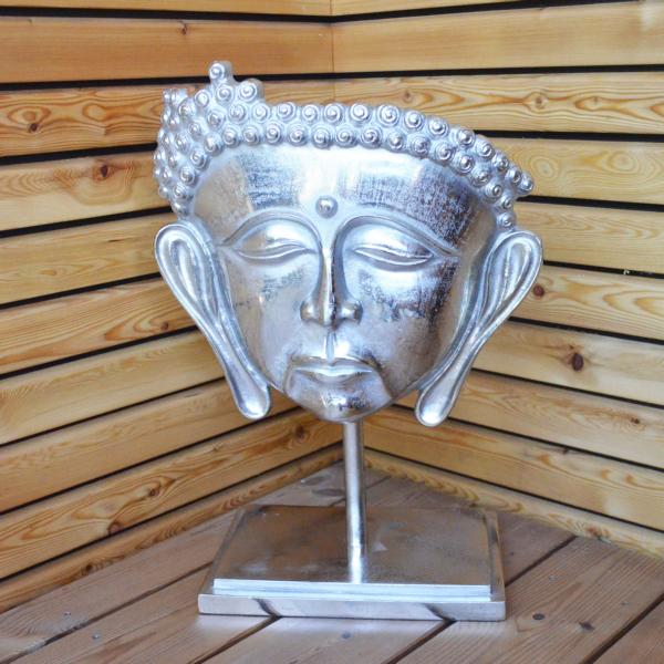 Colmore-XXL-Buddha-5 Buddha Kopf Aluminium Silber XXL