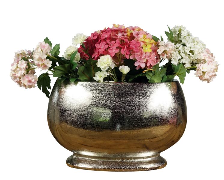 Vase Oval Aluminium Silber XL 34 cm