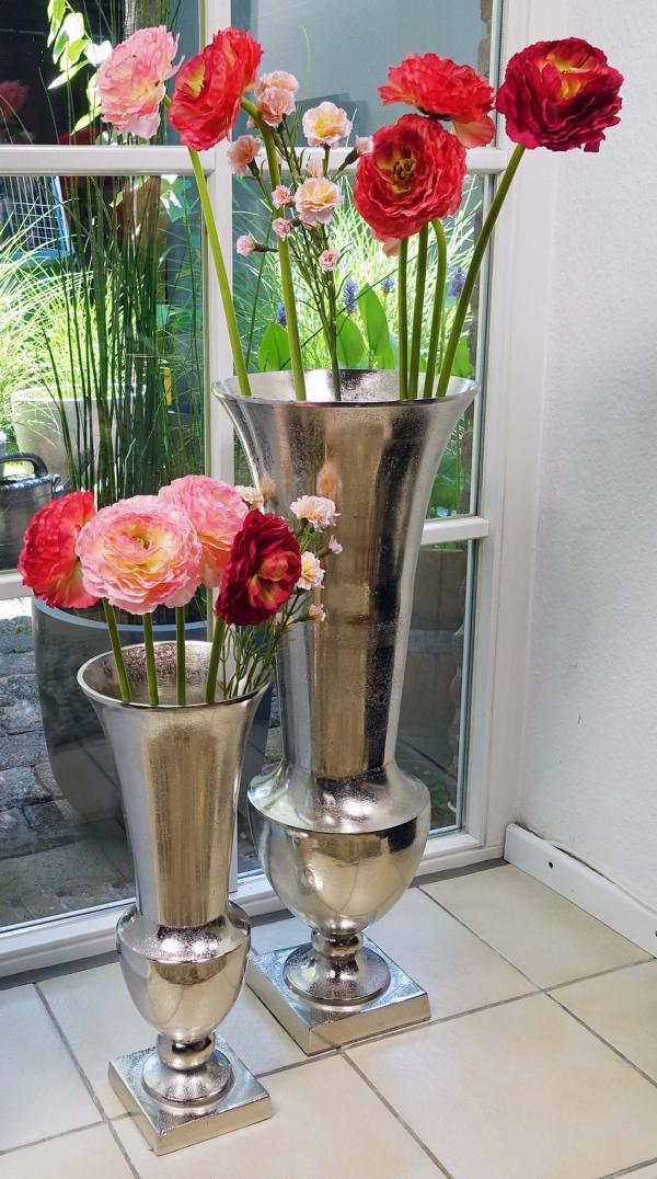 Bodenvase XXL Aluminium Silber 52 cm / 80 cm