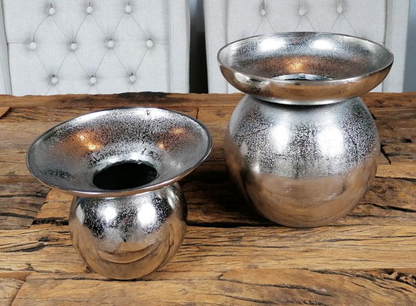 Vase 2er Set Silber 19 / 21 cm