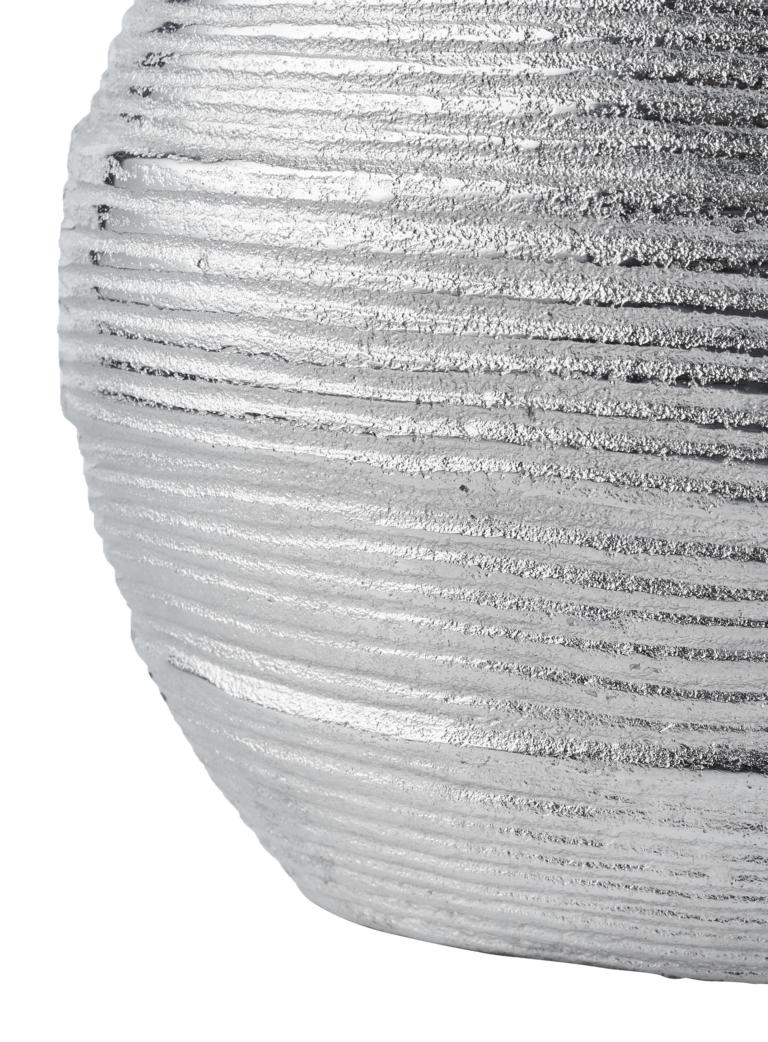 Bauchige Vase in Silber aus Metall