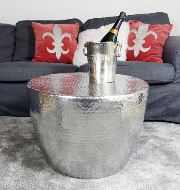 Couchtisch Aluminium Silber 58x58x40 cm