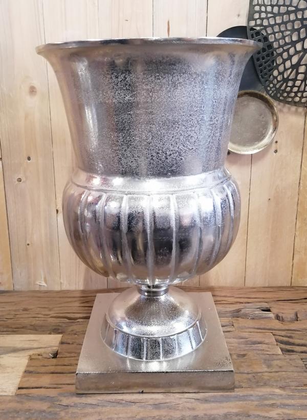 Vase Aluminium Silber Bodenvase H 46 cm