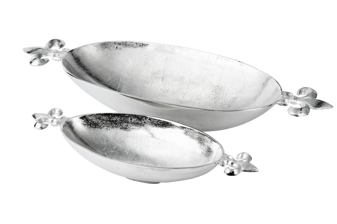 Schale Lilie oval tief in der Farbe Silber aus Metall