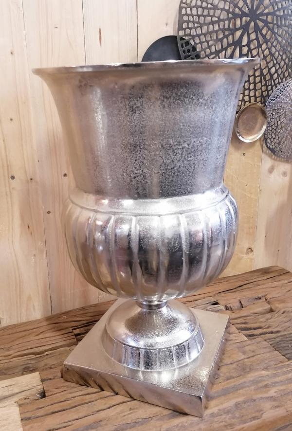 Vase Aluminium Silber Bodenvase H 46 cm