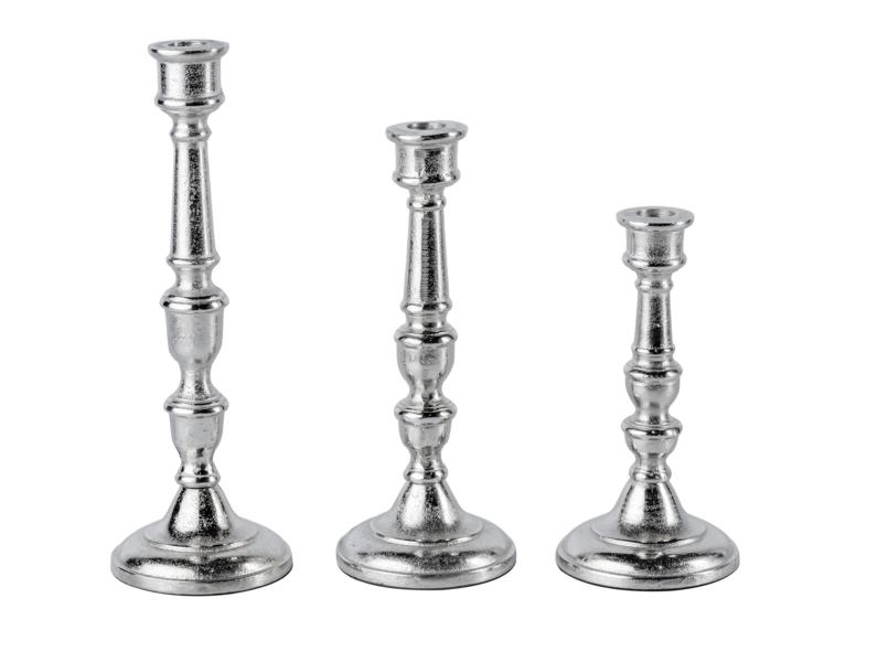 Kerzenständer Silber 3er Set aus Metall