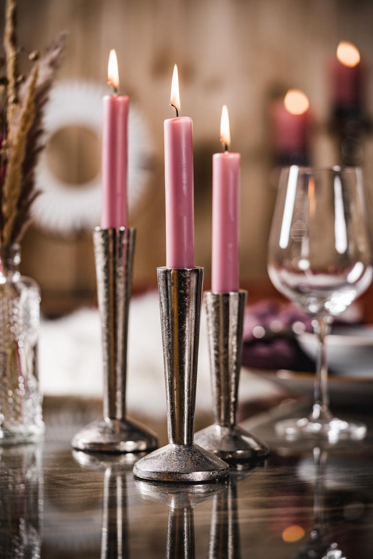 Kerzenständer Silber 2er Set aus Aluminium