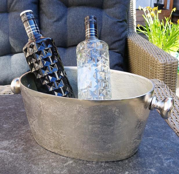 Flaschenk-hler-Aluminium-Silber-2-Flaschen-MN-FK-2010-5 Flaschenkühler Kühler für Flaschen Sekt Wein oder Champagner Silber Aluminium (Metall)