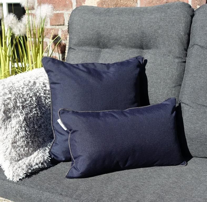 Kissen-Outddor-Olefin-Dunkelblau-mit-Keder-in-Anthrazit-von-MichaelNoll Kissen Outdoor Dunkelblau Anthrazit Premium-Qualität 30x50 cm