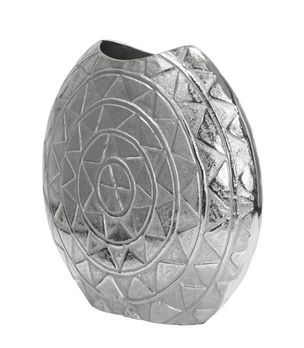 Vase Silber aus Metall mit Ornamenten