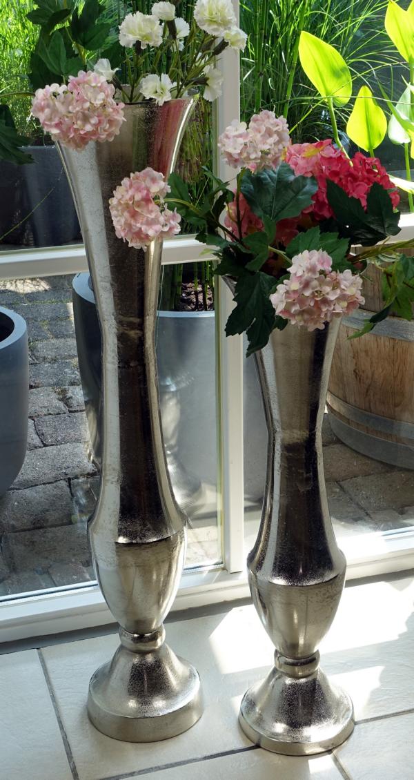 Bodenvase XL Aluminium Silber 60 cm / 77 cm