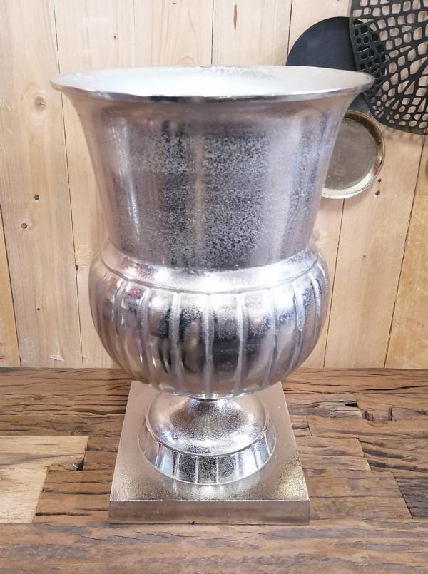 Vase Aluminium Silber Bodenvase H 46 cm