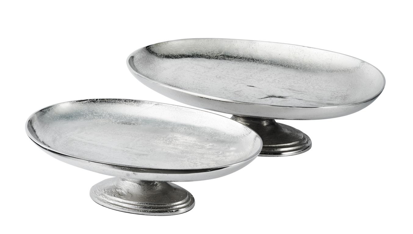 Schale Oval Silber aus Metall Groß