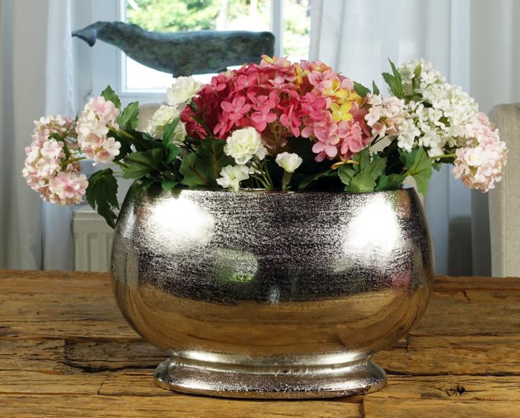 Vase Oval Aluminium Silber XL 34 cm
