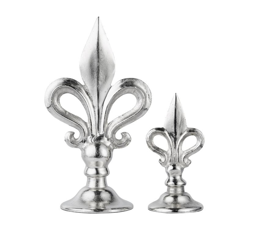 Lilie Silber Deko Aluminium Statue Lilie Deko Statue aus Metall in der Farbe Silber