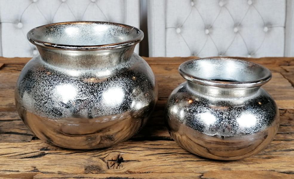 Vase 2er Set Silber 16 / 22 cm