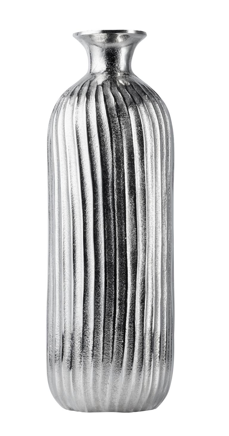 Vase-gross-01 Runde Vase in Silber aus Metall