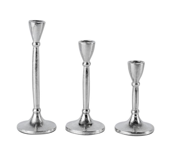 Kerzenständer 3er Set Silber aus Metall (Aluminium)