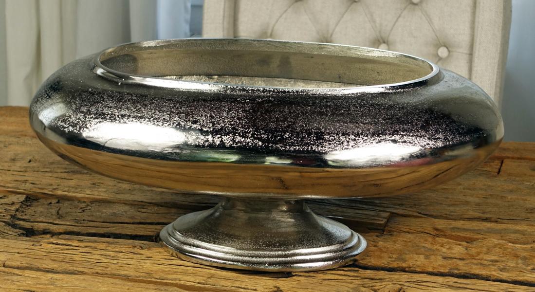 Vase Oval Aluminium Silber XXL 50 cm