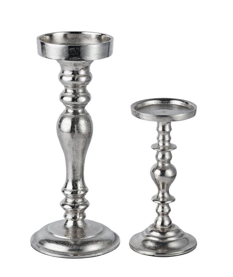 Kerzenständer Silber 2er Set aus Metall