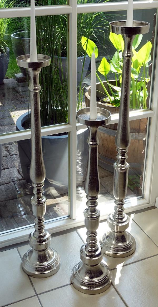 Kerzenständer Bodenkerzenständer Bodenleuchter Groß Silber aus Metall Kerzenständer Bodenkerzenständer Bodenleuchter Groß Silber aus Metall